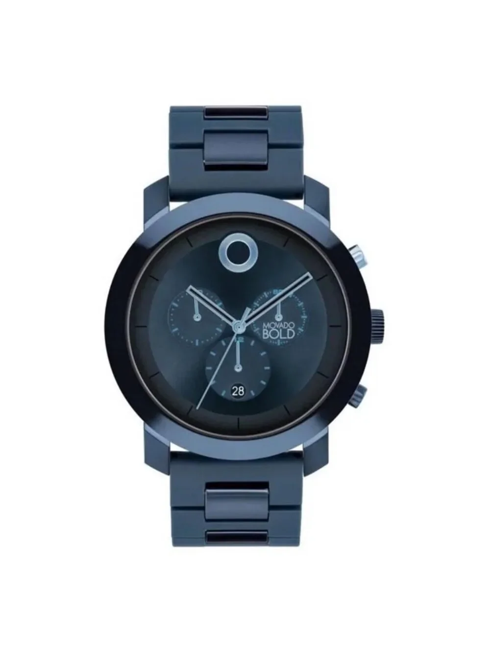 NWT Movado Bold Chronograph Quartz Blue Dial Men's Watch